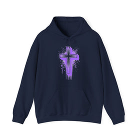 Purple Cross Graphic Hoodie, Faith-Based  Christian Sweatshirt | Bold Cross Design | Unisex Comfort Fit - 0
