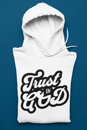 Trust In God Retro Hoodie – Christian Faith Streetwear | Vintage Script Design