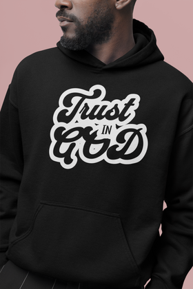 Trust In God Retro Hoodie – Christian Faith Streetwear | Vintage Script Design - 0