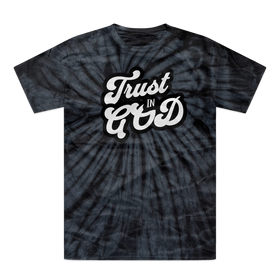 Trust in God Tonal Spider Tie-Dye T-Shirt – Faith-Inspired Retro Christian Tee - 0