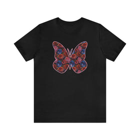 Butterflower Butterfly T-Shirt Beautiful Floral Tee - Encore2woBlackS