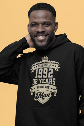 Customizable Birthday Hoodie - Personalized Banner Design with Month, Date, Year, and Description - Encore2woNavyS