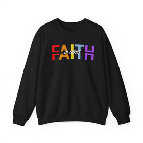 Faith in Christ Crewneck Sweatshirt - Stylish Colorful Divided Text Design - Encore2woSBlack