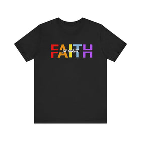 Faith in Christ T-Shirt - Inspirational Divided Text Design Christian Apparel - Encore2woBlackS