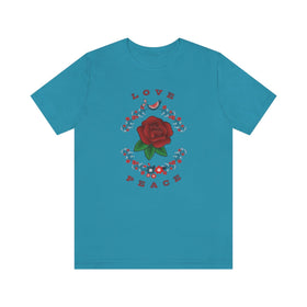 Ladies Love and Peace Short Sleeve Tee - Encore2woAquaS