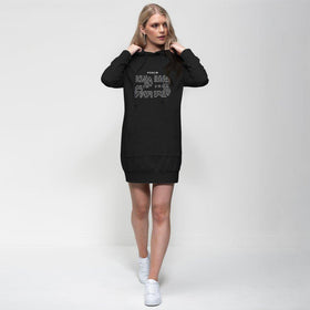Psalm 23 Hoodie Dress - Inspirational Black Hoodie Dress with 23rd Psalm Text Design in White Lettering - Encore2woBlackXS
