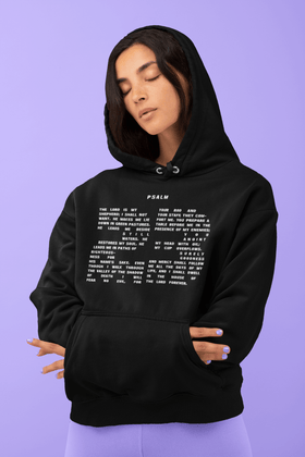 Psalm 23 Hoodie - The Number 23 with Verse of Psalm 23 Text in White Letters - Encore2woMaroonS