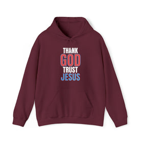 Thank God Trust Jesus Hoodie Faith - Inspired Religious Apparel Unisex Heavy Blend™ - Encore2woMaroonS