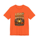 Light Shines in Darkness Tee — Christian Lantern Pumpkin Fall Halloween Shirt-7