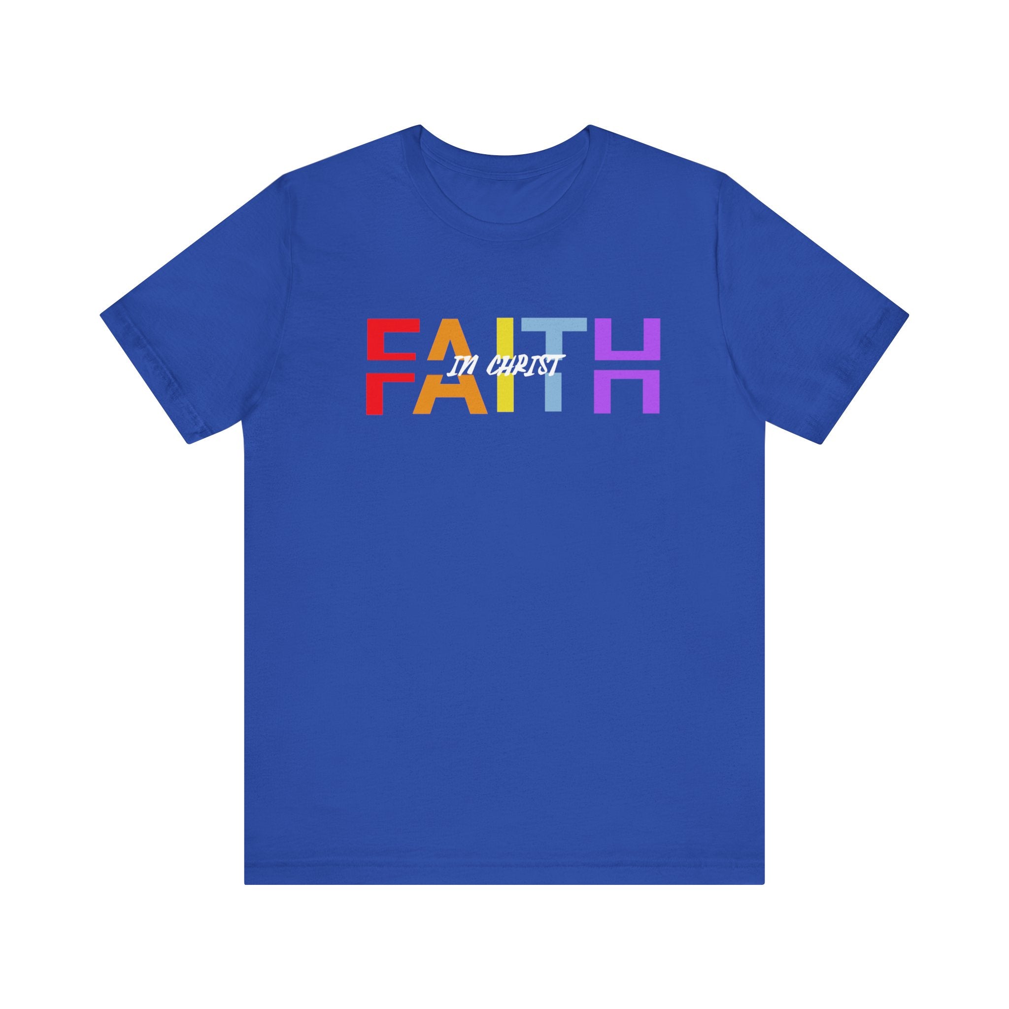 Stylish Faith in Christ T-Shirt - Colorful Divided Text Design - 0
