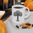 Tree of Life Ceramic Mug - Minimalist Floral Black & White Design, Tea Lovers Gift, Housewarming Present-4