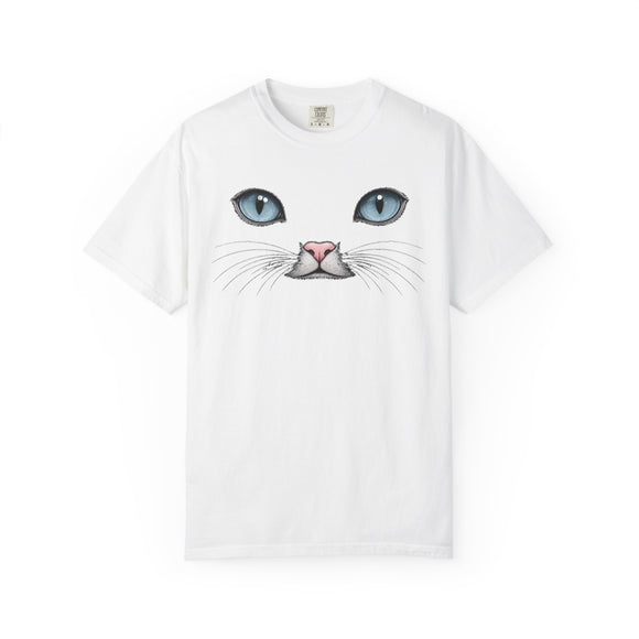 Blue Cat Eyes Face Comfort Colors T-Shirt for Cat Lovers