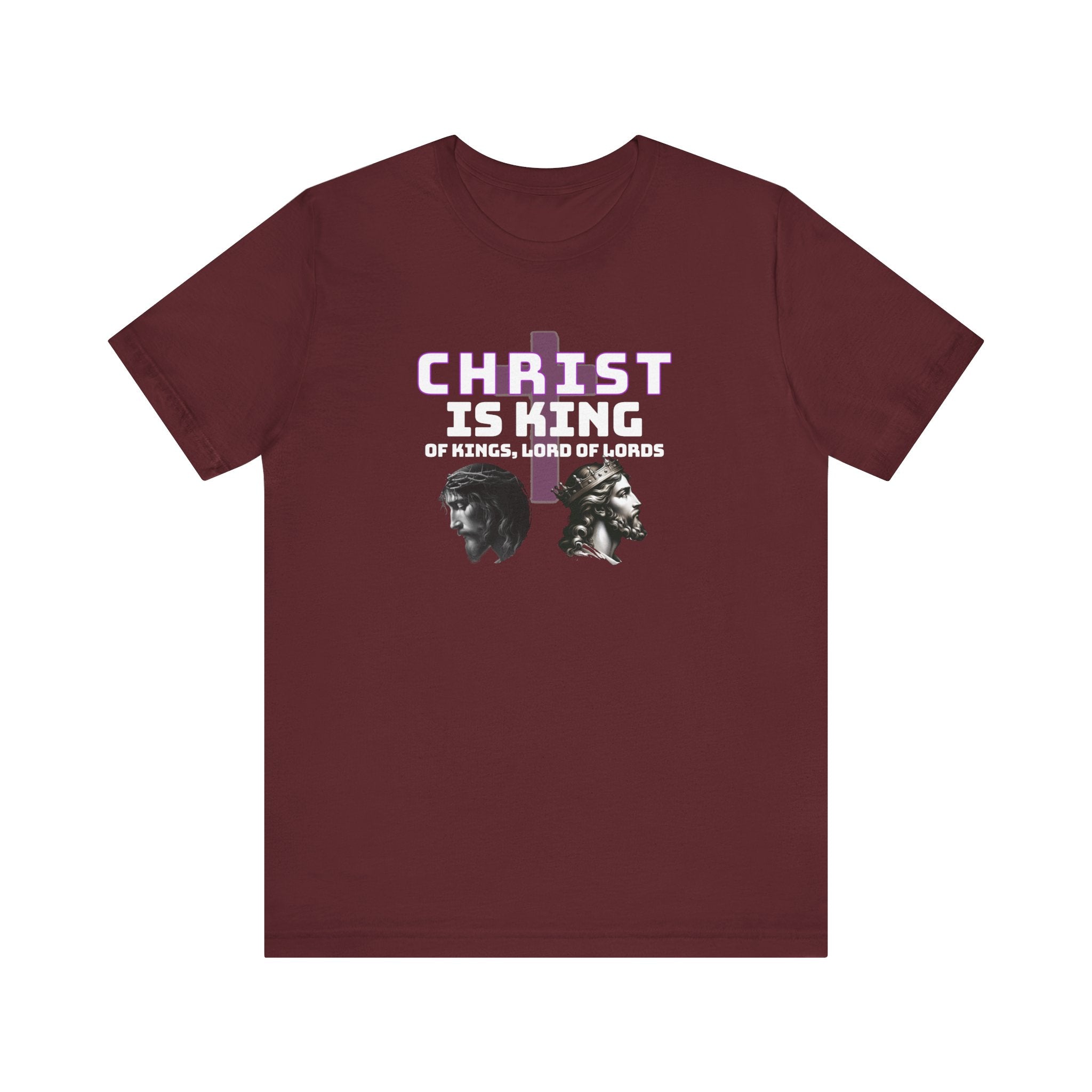 Buy maroon Dual-Crowned Christ Graphic T-Shirt – Inspirational Christian Art Tee