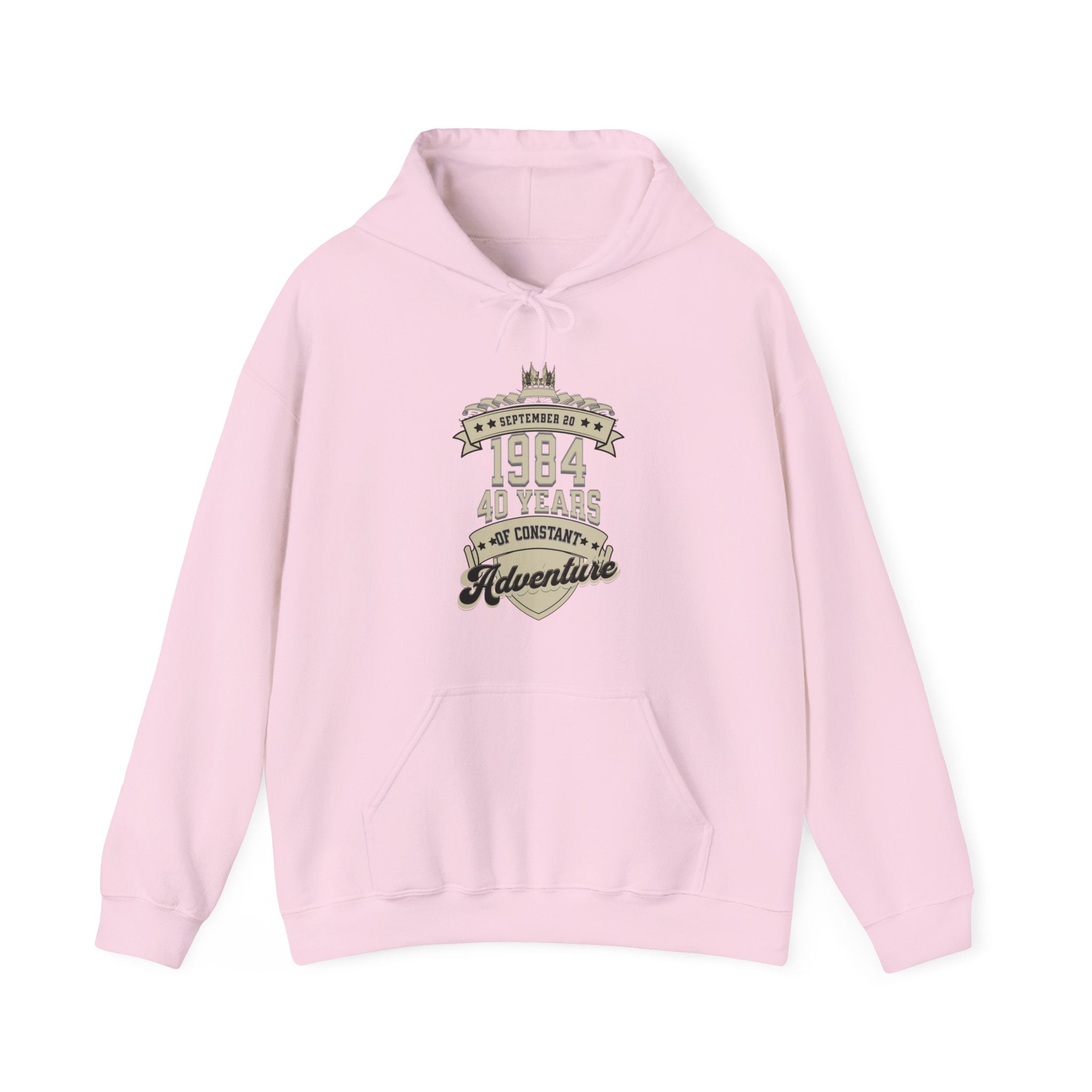 Buy light-pink Customizable Birthday Hoodie - Personalized Banner Design with Month, Date, Year, and Description