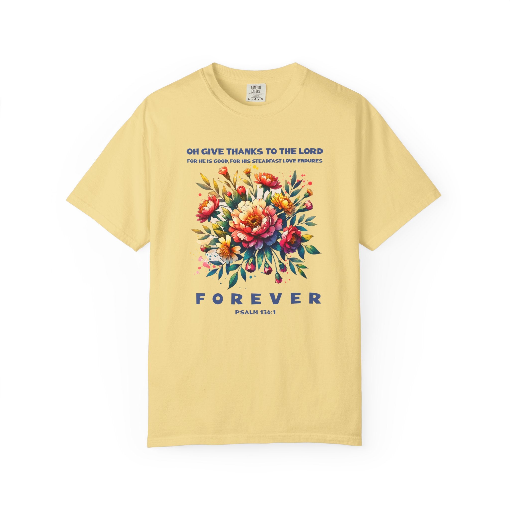 Give Thanks to the Lord Boho Floral Christian T-Shirt - 0