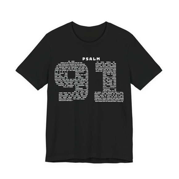 Psalm 91 Text Tee — Scripture Typography Christian T‑Shirt