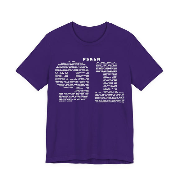 Psalm 91 Text Tee — Scripture Typography Christian T‑Shirt