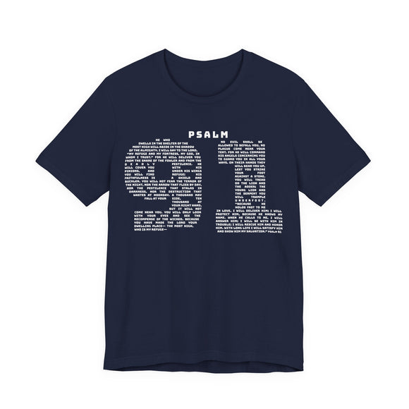 Psalm 91 Text Tee — Scripture Typography Christian T‑Shirt