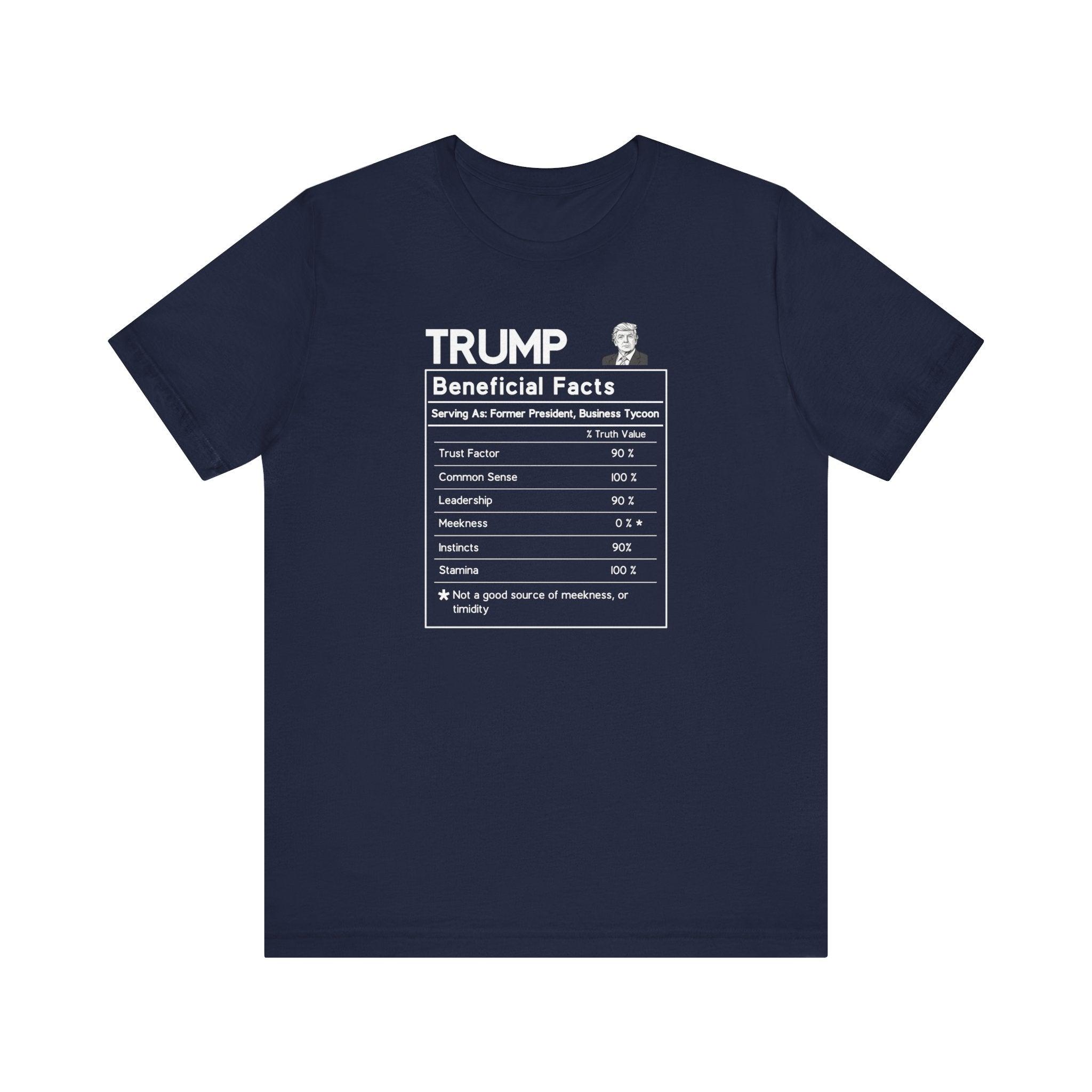 Buy navy Donald Trump Beneficial Facts Political Satire T-Shirt - Nutrition Label Design