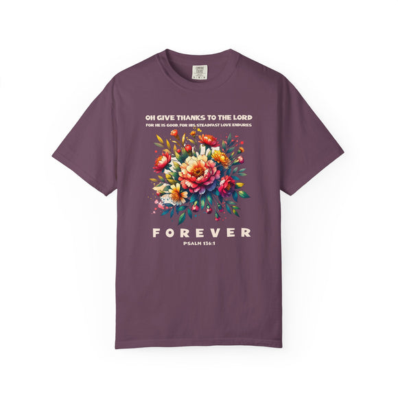 Give Thanks to the Lord Boho Floral Christian T-Shirt