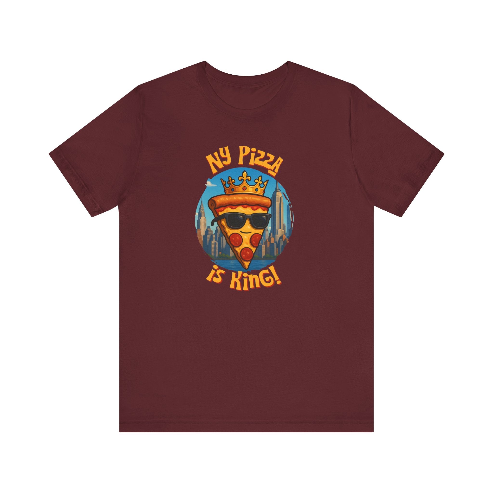 NY Pizza is King Funny NYC Slice T-Shirt – Cool Crowned Pizza with Sunglasses Skyline, New York