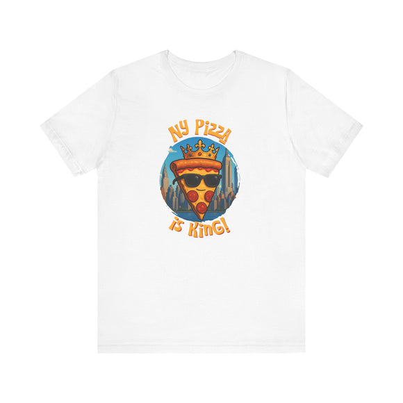 NY Pizza is King Funny NYC Slice T-Shirt – Cool Crowned Pizza with Sunglasses Skyline, New York