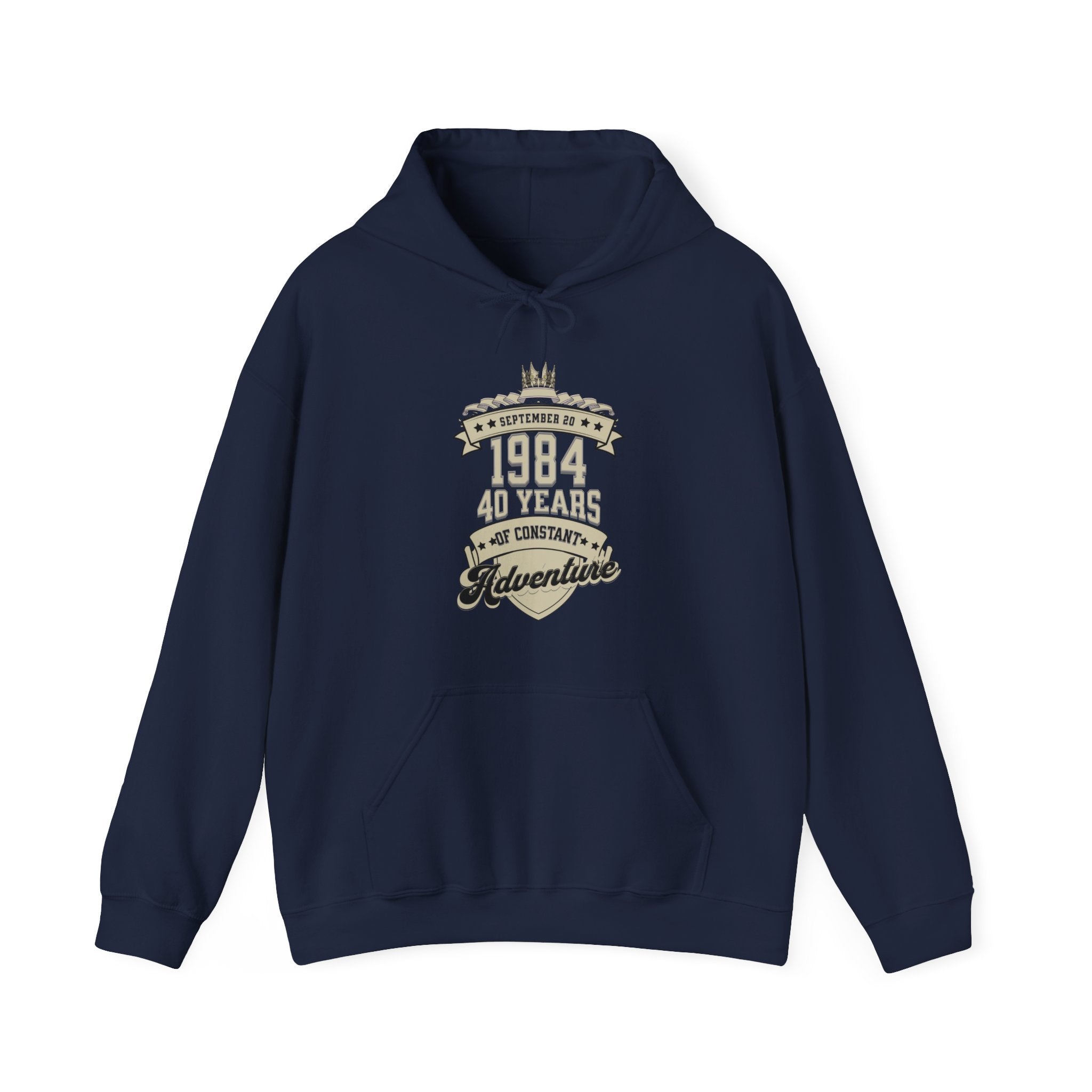 Buy navy Customizable Birthday Hoodie - Personalized Banner Design with Month, Date, Year, and Description