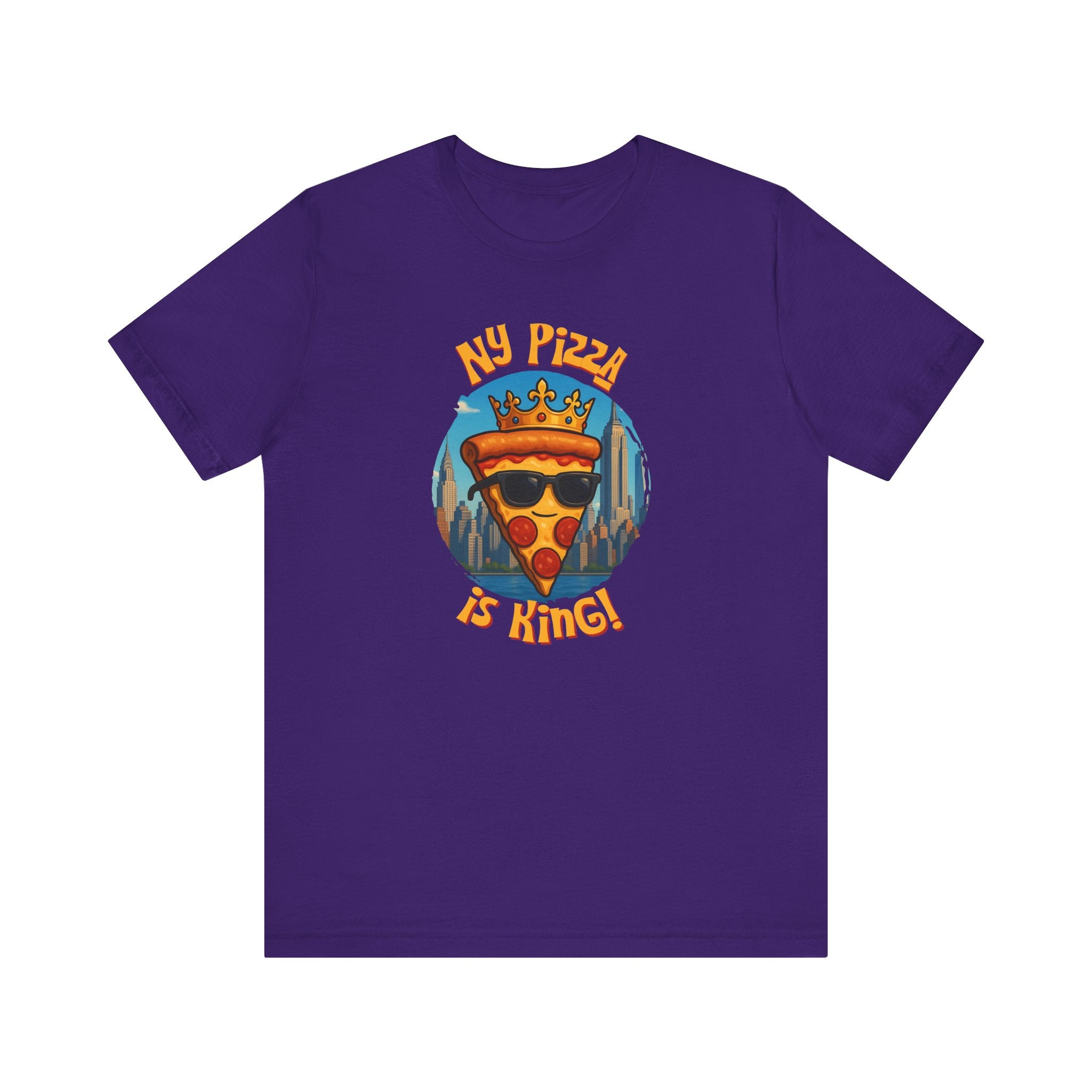 NY Pizza is King Funny NYC Slice T-Shirt – Cool Crowned Pizza with Sunglasses Skyline, New York