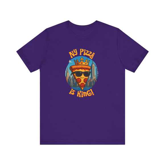 NY Pizza is King Funny NYC Slice T-Shirt – Cool Crowned Pizza with Sunglasses Skyline, New York