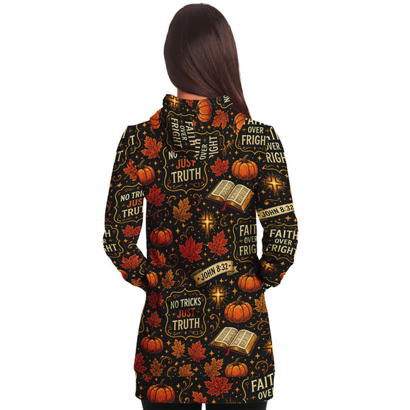 Faith Over Fright Hoodie Dress – Women's Christian Fall Harvest Pumpkin Pullover