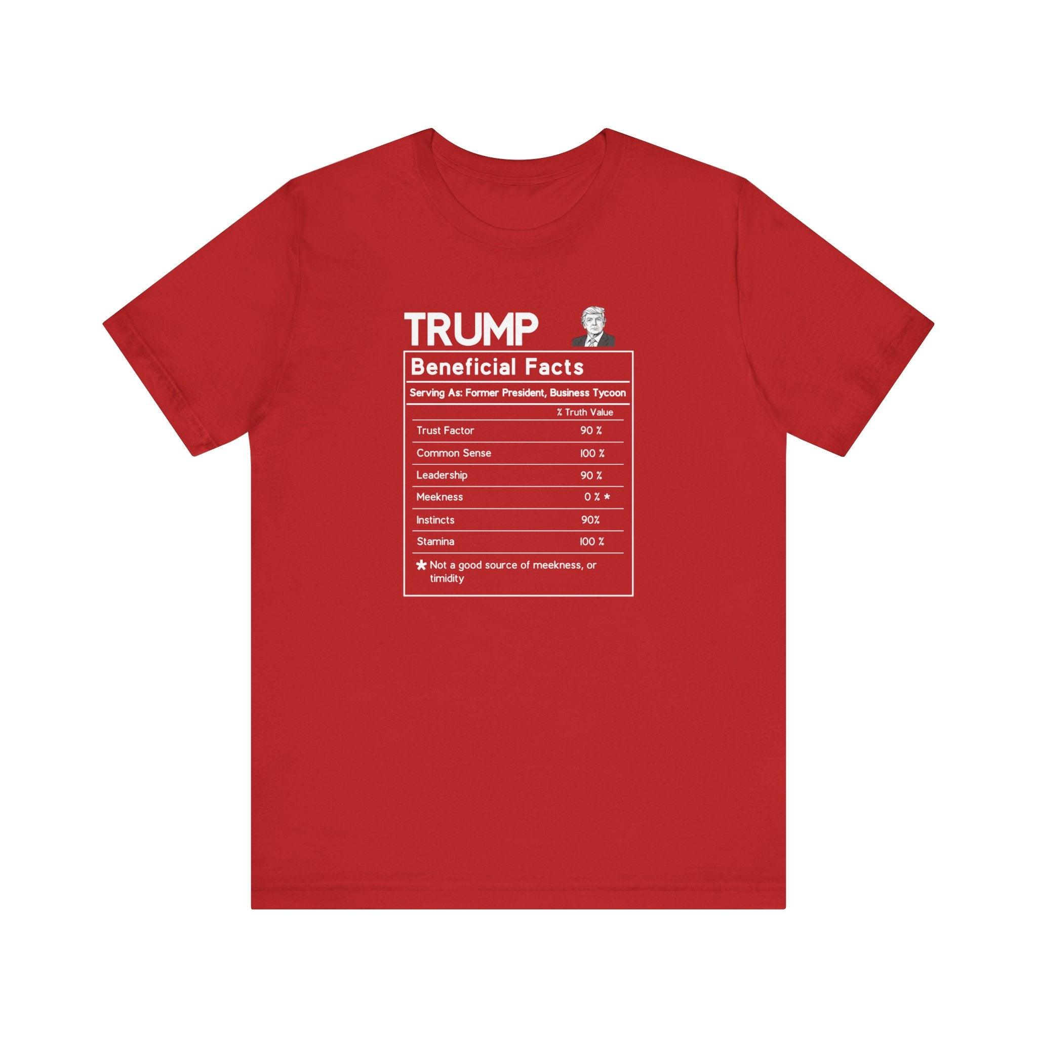Buy red Donald Trump Beneficial Facts Political Satire T-Shirt - Nutrition Label Design