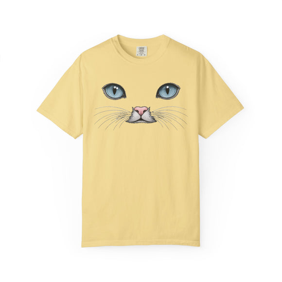 Blue Cat Eyes Face Comfort Colors T-Shirt for Cat Lovers