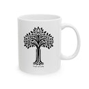 Tree of Life Ceramic Mug - Minimalist Floral Black & White Design, Tea Lovers Gift, Housewarming Present-3