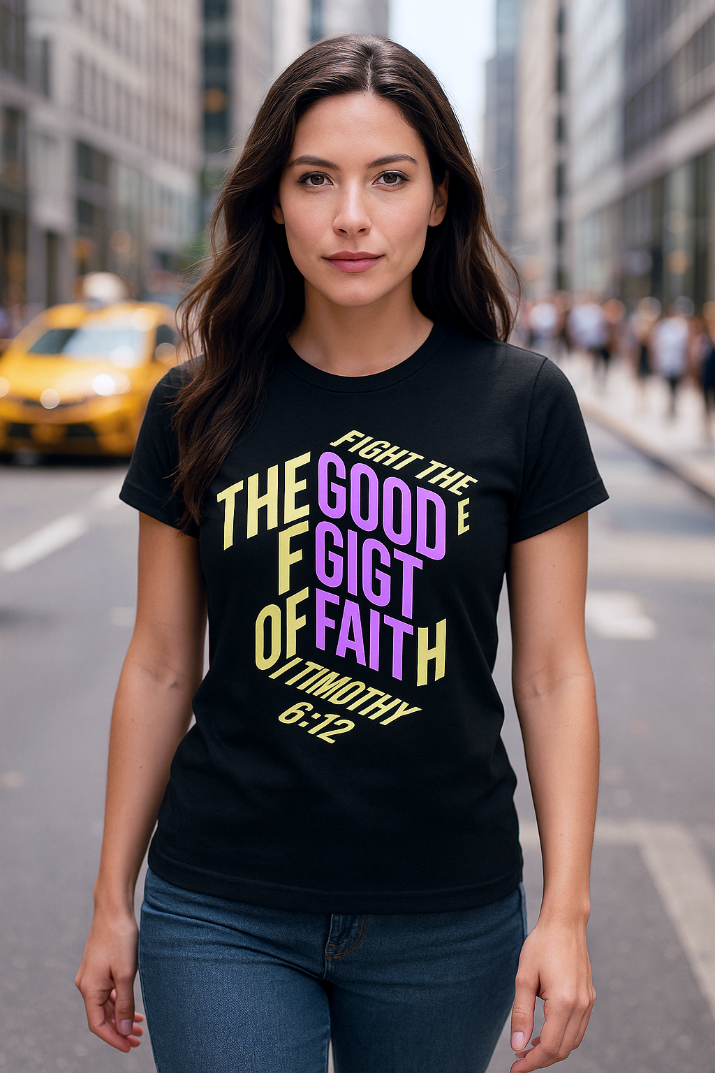 Fight the Good Fight of Faith T-Shirt - 1 Timothy 6:12 Christian Shirt - Modern Bible Verse Tee - Religious Gift