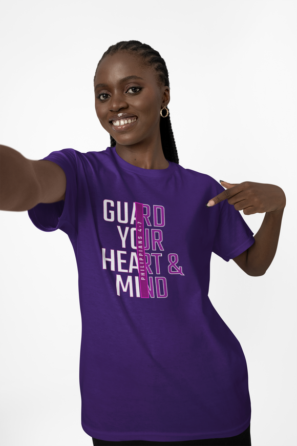 Guard Your Heart & Mind Philippians 4:7 Christian T-Shirt - Faith Based Scripture Tee