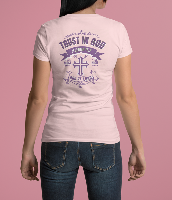 Trust in God Front & Back Christian T-Shirt – Jeremiah 17:7 Bible Verse