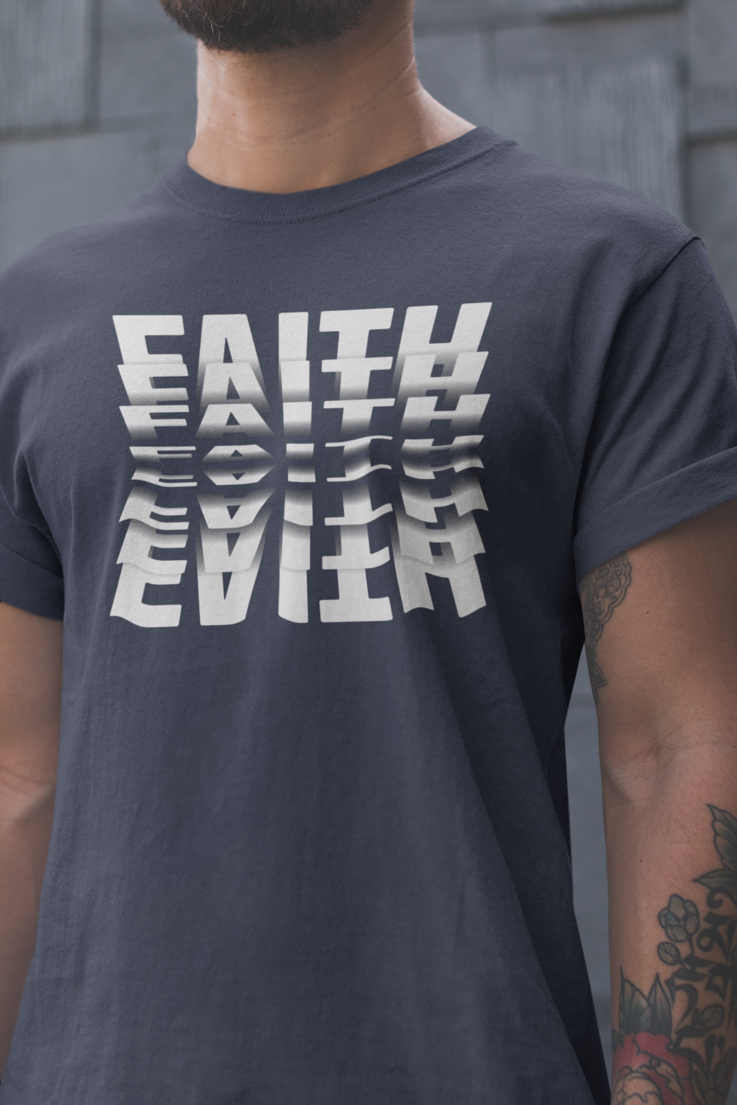 FAITH T-Shirt,  3D Mirror Text Christian T-Shirt – Christian Streetwear, Flip Text Effect Tee - 0
