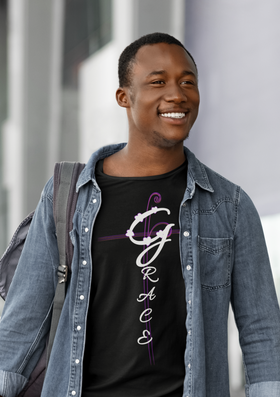 Grace Christian Vertical Typography T-Shirt – Faith Inspired Scripture Shirt
