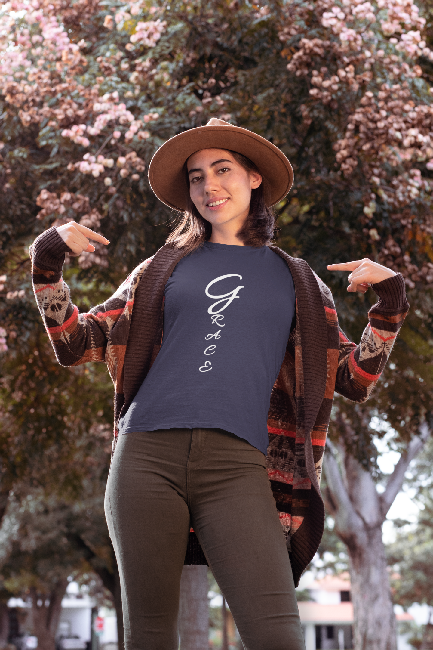 Grace Christian Vertical Typography T-Shirt – Faith Inspired Scripture Shirt