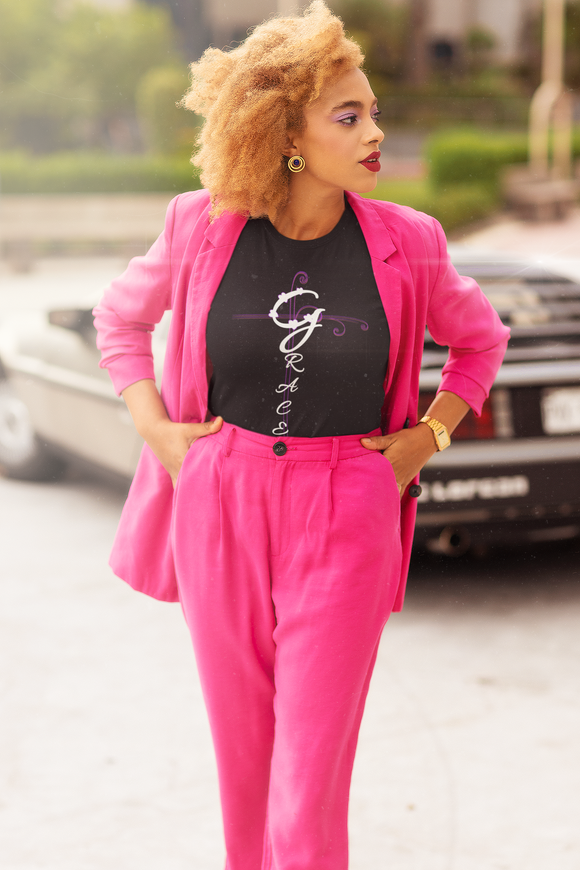 Grace Christian Vertical Typography T-Shirt – Faith Inspired Scripture Shirt