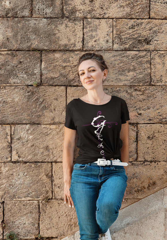 Grace Christian Vertical Typography T-Shirt – Faith Inspired Scripture Shirt