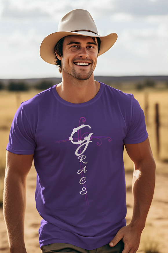 Grace Christian Vertical Typography T-Shirt – Faith Inspired Scripture Shirt