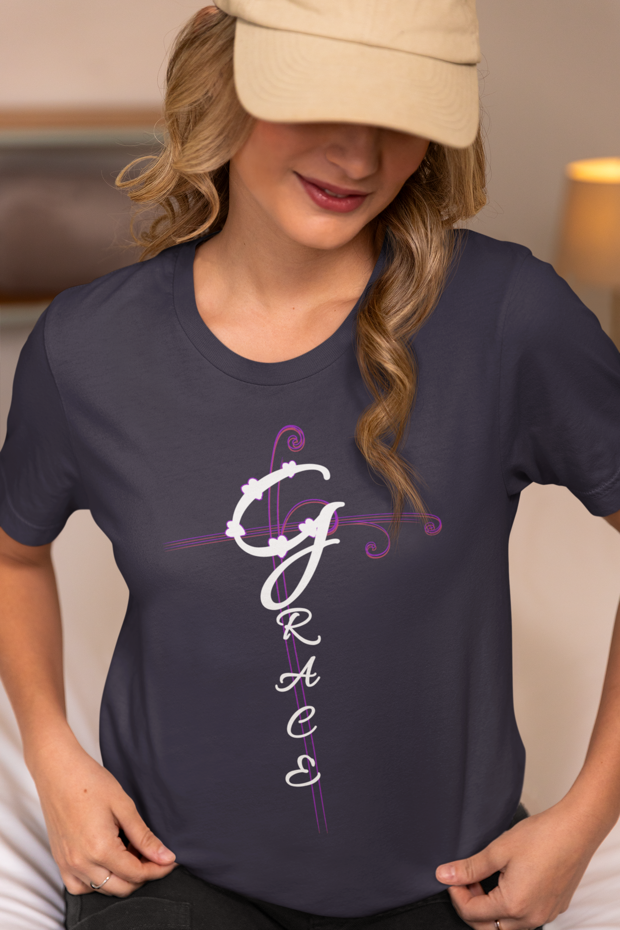 Grace Christian Vertical Typography T-Shirt – Faith Inspired Scripture Shirt