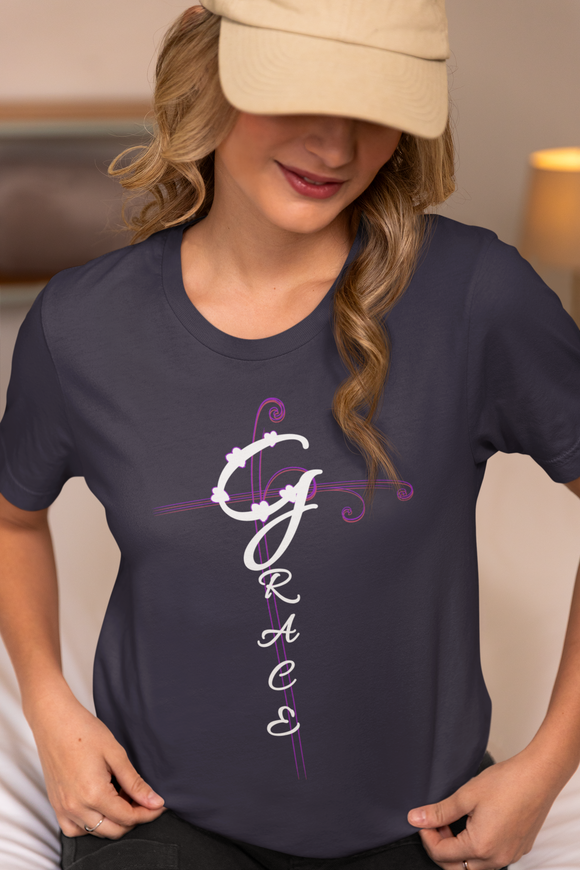 Grace Christian Vertical Typography T-Shirt – Faith Inspired Scripture Shirt