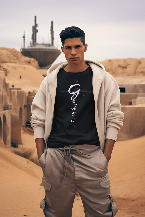 Grace Christian Vertical Typography T-Shirt – Faith Inspired Scripture Shirt