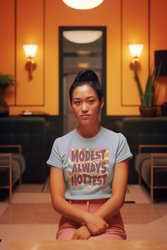 Retro Modest is Always the Hottest T-Shirt - Vintage Sunburst Design Tee
