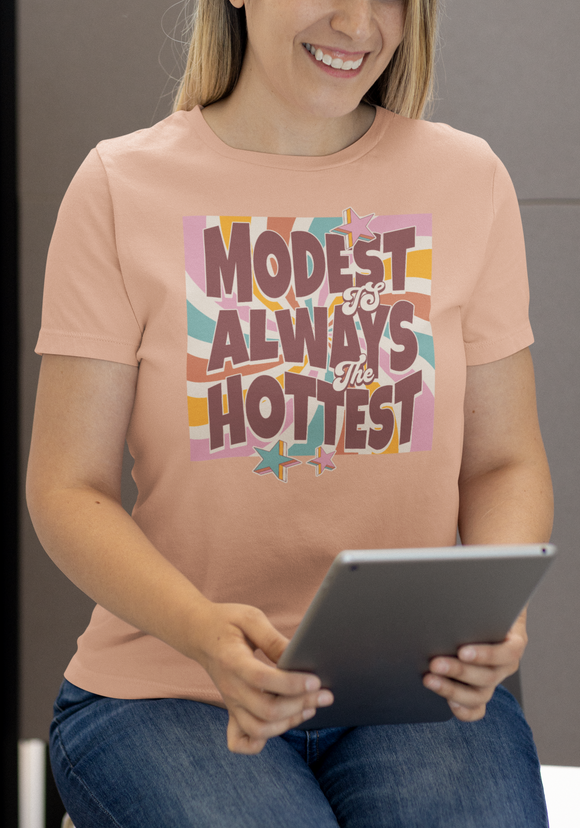 Retro Modest is Always the Hottest T-Shirt - Vintage Sunburst Design Tee