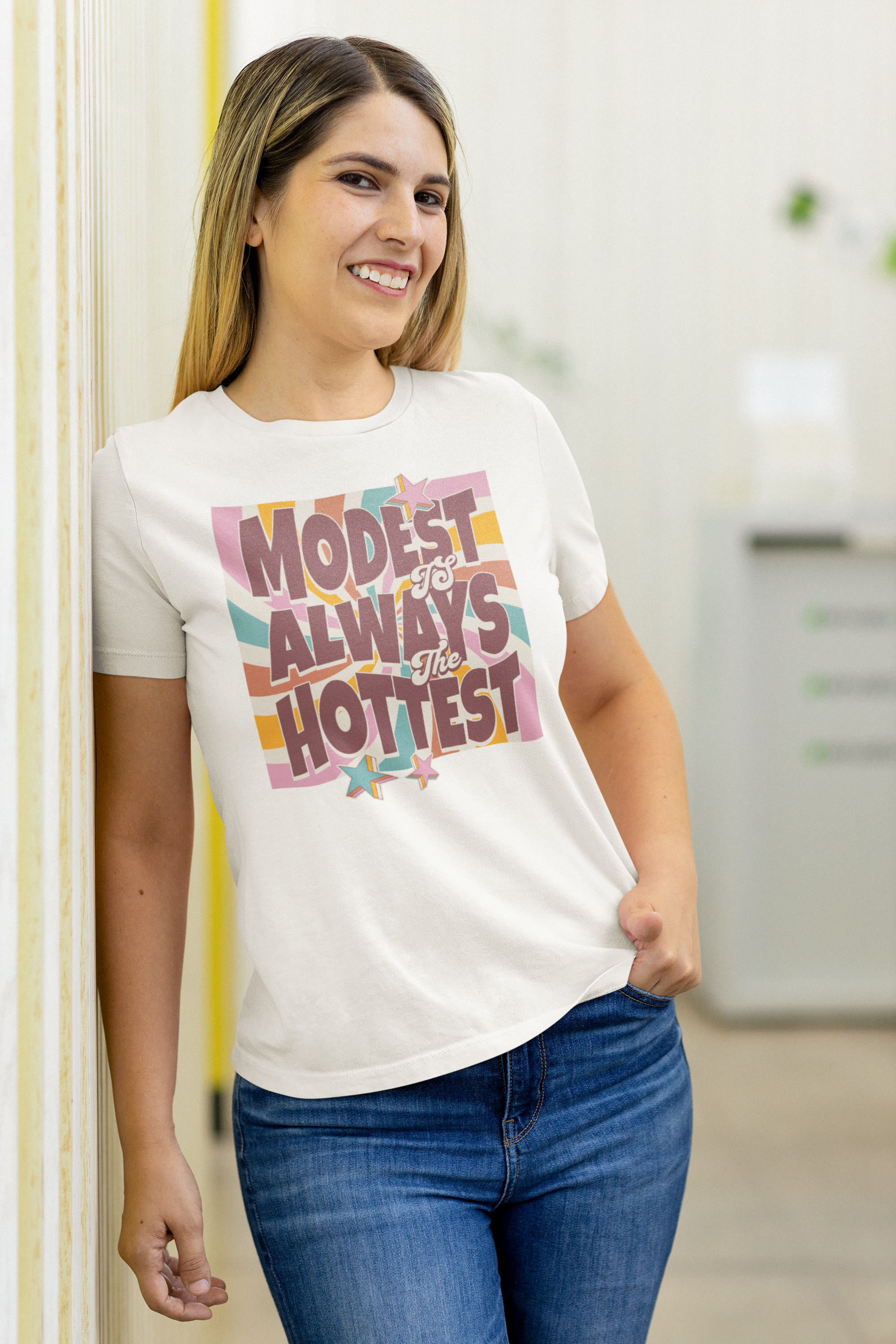 Retro Modest is Always the Hottest T-Shirt - Vintage Sunburst Design Tee