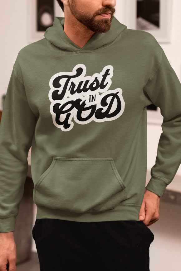 Trust In God Retro Hoodie – Christian Faith Streetwear | Vintage Script Design