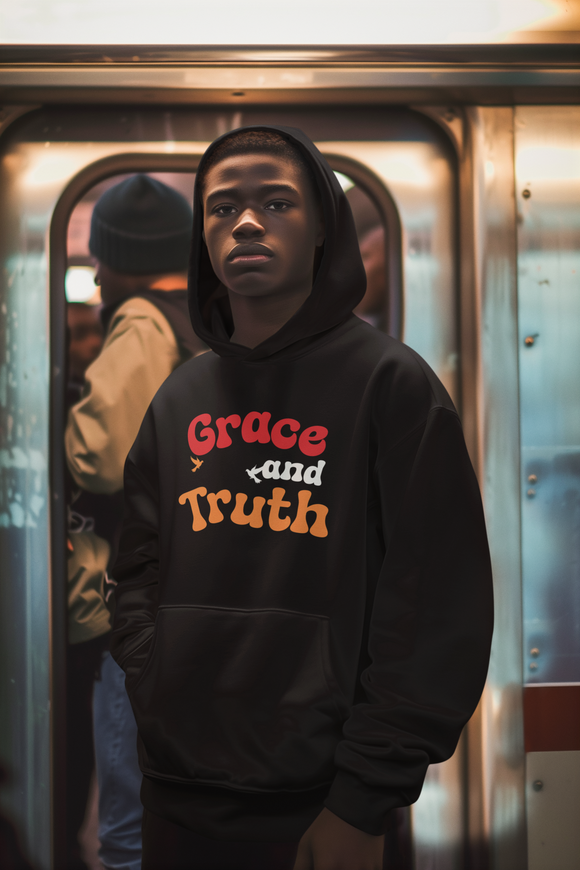 Grace and Truth Retro Unisex Hoodie – Bold Faith-Inspired Design for Everyday Comfort